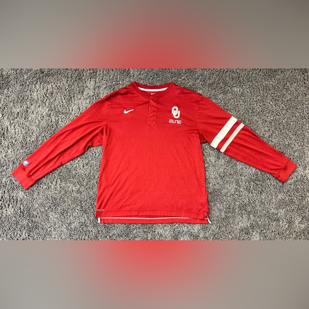 Oklahoma Sooners Nike Elite Shirt Men’s XL Long Sleeve Basketball Snap NCAA EUC!